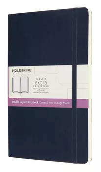 Блокнот Moleskine CLASSIC SOFT DOUBLE NB313SB20 Large 130х210мм 192стр. линейка/нелинованный мягкая обложка синий