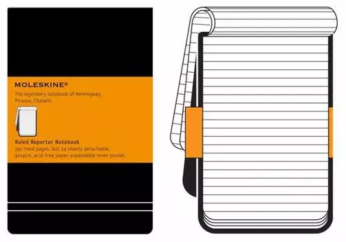 Блокнот Moleskine REPORTER QP511 Pocket 90x140мм 192стр. линейка твердая обложка черный