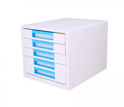 Бокс для документов Deli EZ01033 Rio 5 выдвижных ящиков 277х344х259мм белый/голубой пластик