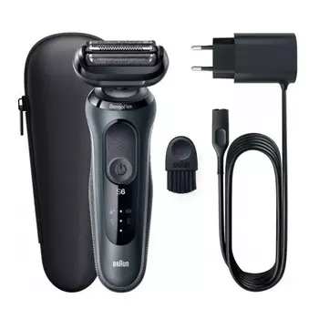 Бритва сетчатая Braun Series 6 61-N1000s реж.эл.:3 питан.:аккум. серый/черный