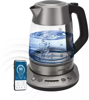Чайник электрический Polaris PWK 1775CGLD 1.7л. 1850Вт серебристый матовый (корпус: стекло)