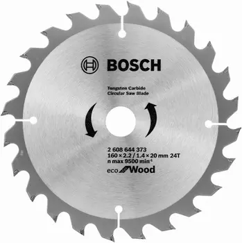 Диск пильный по дер. Bosch Eco (2608644373) d=160мм d(посад.)=20мм (циркулярные пилы) (упак.:1шт)