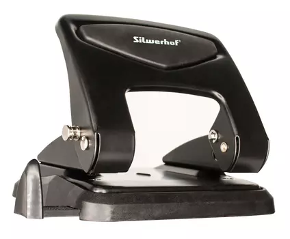 Дырокол Silwerhof VIS макс.:35лист. металл черный отв.:2 с линейкой
