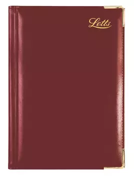 Ежедневник Letts LEXICON A5 недатир. искусст. кожа белые страницы позолоч. срез метал. уголки бургунди