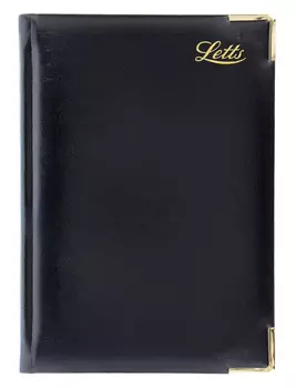 Ежедневник Letts LEXICON A5 недатир. искусст. кожа белые страницы позолоч. срез метал. уголки черный