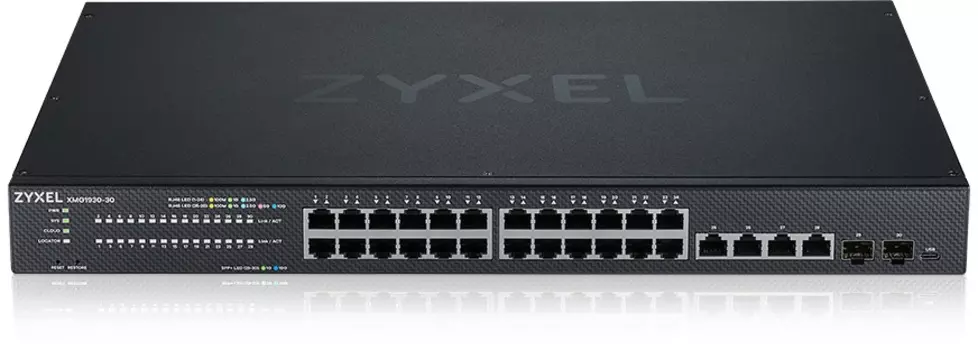 Гибридный Smart L2+ коммутатор Zyxel NebulaFlex XMG1930-30, rack 19", 24xRJ-45: 1/2.5G, 4xRJ-45: 1/2.5/5/10G, 2xSFP+, автономное/облачное управление (XMG1930-30-ZZ0101F)
