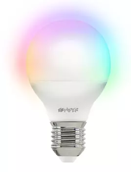 HIPER Smart LED bulb IoT LED A1 RGB/Умная LED лампочка/Wi-Fi/Е27/Globe G45/Регулируемая яркость и цвет/6Вт/2700К-6500К/520 лм/IoT LED A1 (IoT LED A1)