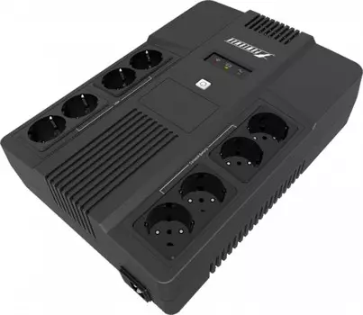 ИБП POWERMAN Brick 1000, линейно-интерактивный, 1000ВА, 600Вт, 4 евророзетки с резервным питанием, 4 евророзетки с фильтрацией, батарея 12В 9Ач 1 шт., 309мм х 202мм х 93мм, 5.6 кг. Powerman BRICK 1000