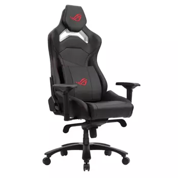 Игровое кресло Asus ROG Chariot Core чёрное искусственная кожа, сталь, аллюминий, газпатрон 4 кл, ролики 60 мм, механизм качания (322775)