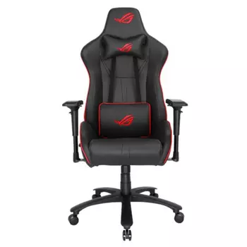 Игровое кресло Asus ROG SL200 чёрное (PU кожа, сталь, аллюминий, газпатрон 4 кл, ролики 60 мм, механизм качания, (90GC00I0-MSG010) (670647)
