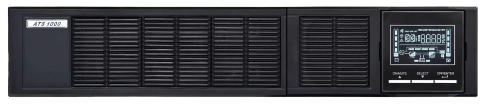 Источник бесперебойного питания 1000 ВА/1000 Вт (on-line, Iзу=12А, встроенная АБ 36В, Rack/Tower) ATS 1000 R-BE