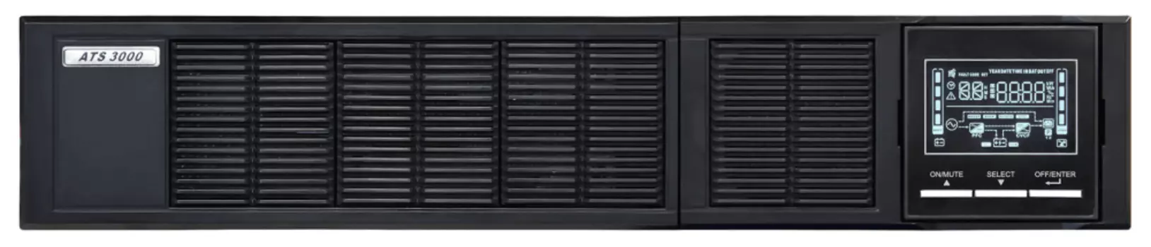 Источник бесперебойного питания 3000 ВА/3000 Вт (on-line, Iзу=12А, встроенная АБ 72В, Rack/Tower) ATS 3000 R-BE