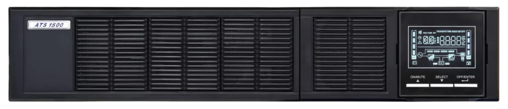 Источникбесперебойногопитания1500ВА/1500Вт(online,Iзу=12А,встроеннаяАБ36В,Rack/Tower)ATS1500R-BE