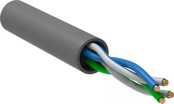 Кабель информационный ITK LC1-C5E02-111-R кат.5е U/UTP не экранированный 2X2X24AWG PVC внутренний 305м серый