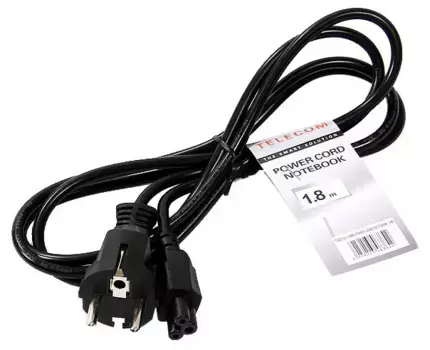 Кабель питания для ноутбуков 3-pin, 220V EU (прямой) 1.8м,медь, Telecom  VCOM TE022-CU0.5-1.8M