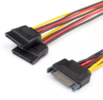 Кабель Sata power &lt;=&gt; 2 x Sata power 0.2 м (медный) ATcom Sata power - 2 x Sata power 0.2 м (AT4366)