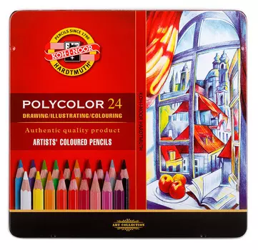 Карандаши цв. Koh-I-Noor Polycolor 3824 3824024002PL цветной корпус 24цв. мет.кор.
