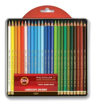 Карандаши цв. Koh-I-Noor Polycolor Landscape 3824 3824024015PL шестигран. дерево 24цв. мет.кор.