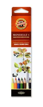 Карандаши цветные акварельные Koh-I-Noor Mondeluz 3715 3715006001KSRU шестигранные дерево 6цв. цветной корпус коробка/европод.
