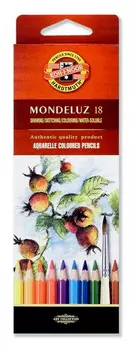 Карандаши цветные акварельные Koh-I-Noor MONDELUZ 3717018001KSRU шестигранные 18цв. коробка/европод.