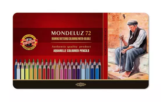 Карандаши цветные акварельные Koh-I-Noor Mondeluz 3727 3727072001PL шестигранные дерево 72цв. цветной корпус акварельный эффект мет.кор. (72шт)