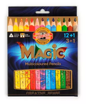 Карандаши цветные Koh-I-Noor Magic 3408 3408013001KSRU трехгранные дерево 13цв. Jumbo многоцветные коробка/европод.