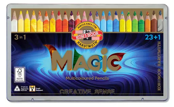 Карандаши цветные Koh-I-Noor Magic 3408 3408024001PLRU трехгранные 24цв. цветной корпус Jumbo многоцветные (23шт)