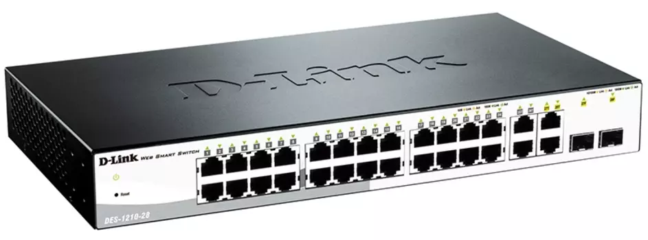 Коммутатор D-Link DES-1210-28/C2A , WEB Smart III Switch with 24 Ports 10/100Base-TX + 2 10/100/1000Base-T+ 2 Combo 10/100/1000Base-T/SFP (DES-1210-28/C2A)