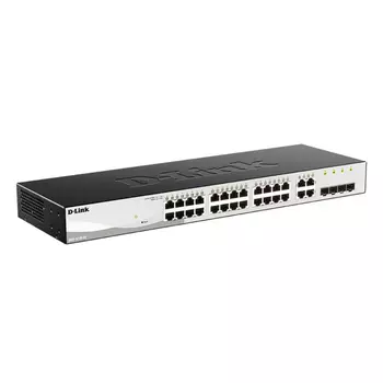 Коммутатор D-Link DGS-1210-28/F3A, L2 Smart Switch with 24 10/100/1000Base-T ports and 4 1000Base-T/SFP combo-ports.8K Mac address, 802.3x Flow Control, 256 of 802.1Q VLAN, VID range 1-4094, 4 IP Interface, 8 (DGS-1210-28/F3A)