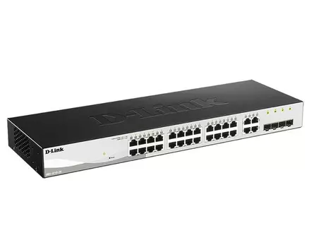 Коммутатор D-Link DGS-1210-28/FL1A, L2 Managed Switch with 24 10/100/1000Base-T ports and 4 100/1000Base-T/SFP combo-ports.8K Mac address, 802.3x Flow Control, 256 of 802.1Q VLAN, VID range 1-4094, 802.1p Prior (DGS-1210-28/FL1A)