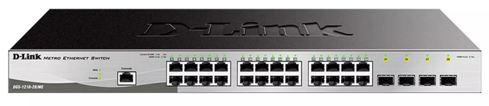 Коммутатор D-Link DGS-1210-28/ME/B2A, L2 Managed Switch with 24 10/100/1000Base-T ports and 4 1000Base-X SFP ports.16K Mac address, 802.3x Flow Control, 4K of 802.1Q VLAN, 802.1p Priority Queu (DGS-1210-28/ME/B2A)