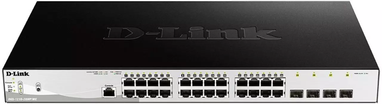 Коммутатор D-Link DGS-1210-28MP/ME DGS-1210-28MP/ME/B1A 24G 4SFP 24PoE 370W управляемый