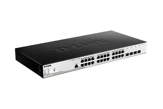Коммутатор D-Link DGS-1210-28P/ME/B2A, L2 Managed Switch with 24 10/100/1000Base-T ports and 4 1000Base-X SFP ports (24 PoE ports 802.3af/802.3at (30 W), PoE Budget 193 W) (DGS-1210-28P/ME/B2A)