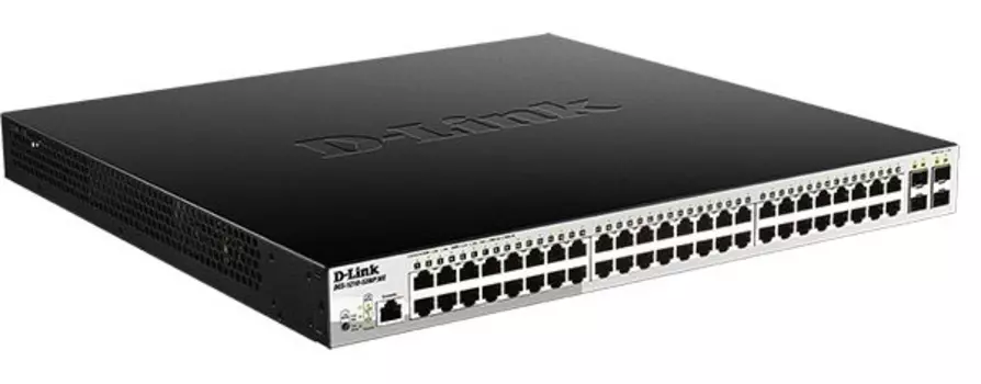 Коммутатор D-Link DGS-1210-52MP/ME/B2A, PROJ L2 Managed Switch with 48 10/100/1000Base-T ports and 4 1000Base-X SFP ports (8 PoE ports 802.3af/802.3at (30 W), 40 PoE ports 802.3af (15,4 W), PoE Budget 370 W).1 (DGS-1210-52MP/ME/B2A)