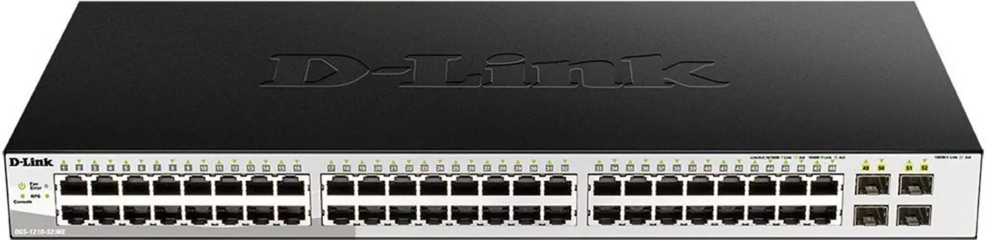 Коммутатор D-Link DGS-1210-52MP/ME DGS-1210-52MP/ME/B1A 48G 4SFP 48PoE 370W управляемый