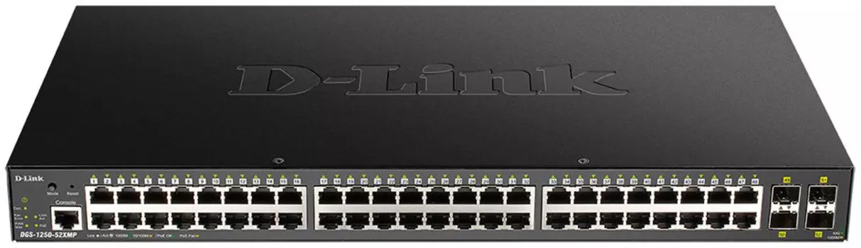 Коммутатор D-Link DGS-1250-52XMP/A1A 48G 4SFP+ 48PoE+ 370W настраиваемый