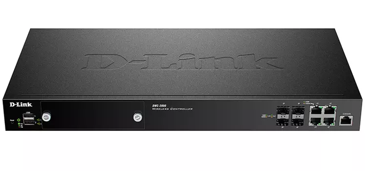 Коммутатор D-Link DWC-2000/A2A, PROJ WLAN Controller with 4 100/1000Base-T/combo-SFP ports, manage up to 64/256 Unified APs.4x 10/100/1000 BASE-T GE/SFP Ports, 2x USB 2.0 Ports, Slot for hard disk drive module (DWC-2000/A2A)