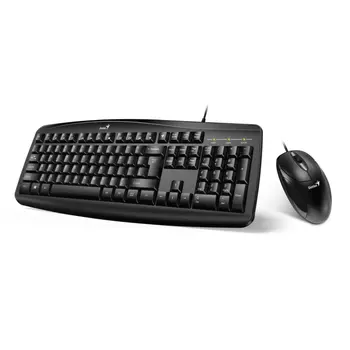 Комплект Genius Smart KM-200 Only Laser [31330003416] (KB-200 + XScroll V3), черный, 115 клавиш с защитой от воды, мышь оптическая, 3 кнопки, USB (256236)