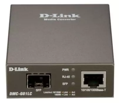 Конвертер D-Link DMC-G01LC/C1A, Media Converter with 1 100/1000Base-T port and 1 100/1000Base-X SFP port. (DMC-G01LC/C1A)