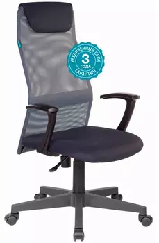 Кресло руководителя Бюрократ KB-8 темно-серый TW-04 TW-12 сетка с подголов. крестовина пластик