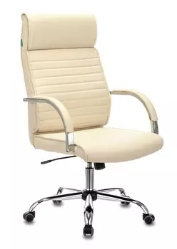 Кресло руководителя Бюрократ T-8010N слоновая кость OR-10 искусственная кожа крестовина металл хром