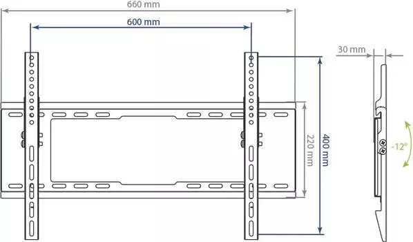 Кронштейн для телевизора Kromax IDEAL-102 черный 32"-90" макс.40кг настенный наклон