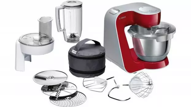 Кухонная машина Bosch MUM58720 планетар.вращ. 1000Вт красный/серебристый
