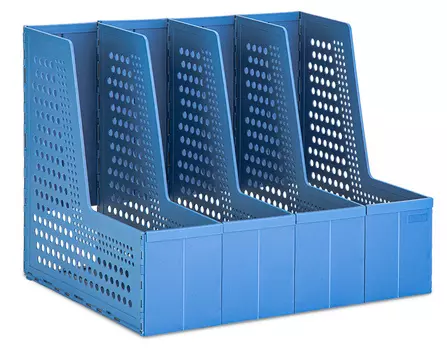 Лоток вертикальный Deli 79006Blue 4отд. складной 335х250х260мм синий пластик