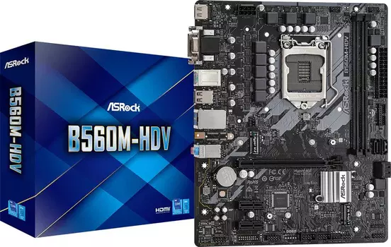 Материнская плата Asrock B560M-HDV Soc-1200 Intel B560 2xDDR4 mATX AC`97 8ch(7.1) GbLAN+VGA+DVI+HDMI