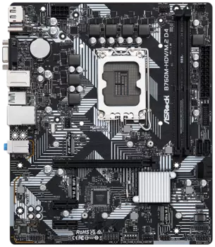 Материнская плата ASROCK B760M-HDV/M.2 D4, LGA1700, B760, 4*DDR4, HDMI+DP+D-Sub, 4xSATA3 6.0 (RAID), M.2 Socket, 4xUSB 3.2, 1xUSB2.0, Type-C, mATX; 90-MXBL40-A0UAYZ (B760M-HDV/M.2 D4)
