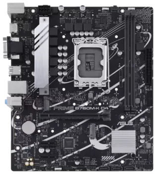 Материнская плата ASUS PRIME B760M-K D4, LGA1700, B760, 2*DDR4, HDMI+VGA, 4xSATA3 + RAID, M2, Audio, Gb LAN, USB 3.2, USB 2.0, mATX; 90MB1DS0-M0EAY0 (PRIME B760M-K D4)