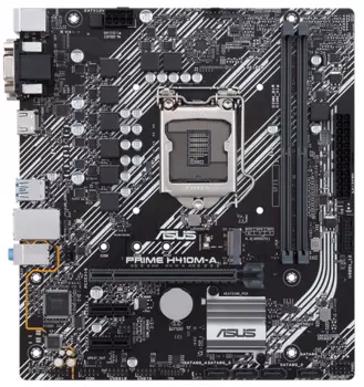 Материнская плата ASUS PRIME H410M-A/CSM, LGA1200, H410, 2*DDR4, D-Sub + DVI + HDMI, SATA3, Audio, Gb LAN, USB 3.2*4, USB 2.0*6, COM*1 header (w/o cable), mATX ; 90MB13G0-M0EAYC (PRIME H410M-A/CSM)