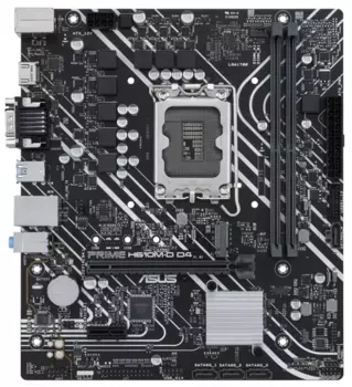 Материнская плата ASUS PRIME H610M-D D4, LGA1700, H610, 2*DDR4, D-Sub + HDMI, SATA3, Audio, Gb LAN, USB 3.2*4, USB 2.0*6, COM*1, LPT*1 header (w/o cable), mATX ; 90MB1A00-M0EAY0 (PRIME H610M-D D4)