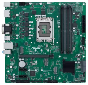 Материнская плата ASUS PRO B660M-C D4-CSM, LGA1700, B660, 4*DDR4, DPx2, HDMIx1, SATA3 + RAID, Audio, Gb LAN, USB 3.2*6, USB 2.0*6, mATX; 90MB19B0-M0EAYC (PRO B660M-C D4-CSM)